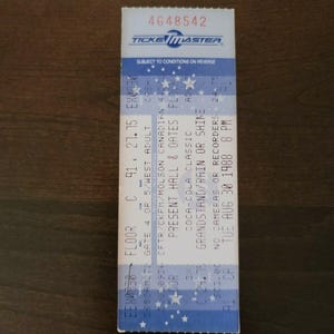 Hall And Oates 1988, Toronto CNE Tribüne Originale Konzertkarte Stummel