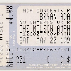 Bryan Adams Konzertkarte Stub Molson Amphitheater (Toronto, 1995)