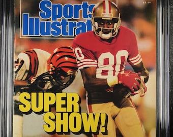 Revista Sports Illustrated de 1989, calificada con CGC 8.5, primera portada de Jerry Rice, edición rara de kiosco.