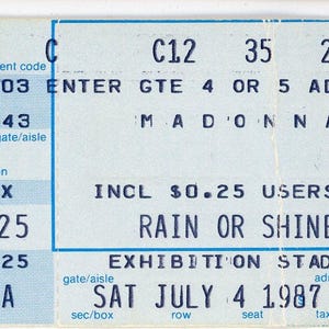 Madonna Vintage Konzertkarte Stub Ausstellung Stadion (Toronto, 1987) Wer ist diese Mädchen-Tour