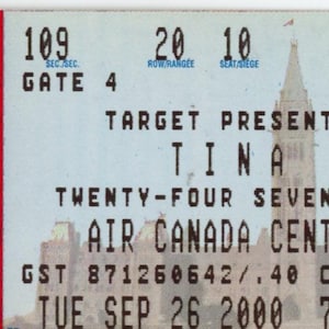 Tina Turner Twenty-Four Seven Tour Vintage Konzertkarte Air Canada Center (Toronto, 2000)