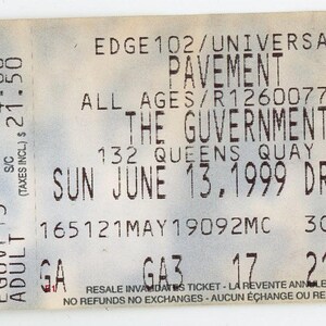 Pflaster Vintage Konzertkarte The Guvernment (Toronto, 1999)