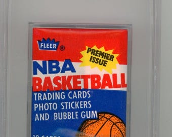 1986 Fleer Basketball NBA Graded Wax Pack Possible Michael Jordan Rookie Card PSA 8