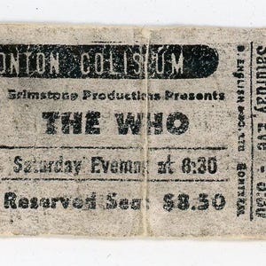 The Who Vintage Konzertkarte Stub Edmonton Coliseum (Edmonton, 1976)