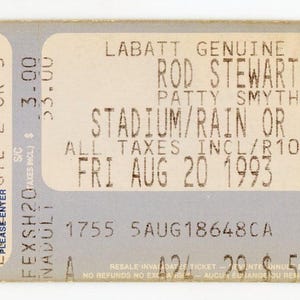 Rod Stuart / Patty Smyth Vintage Konzertkarte Ausstellung Stadion (Toronto, 1993)