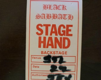 Black Sabbath 1986, Rare Vintage Original Backstage Hand Crew Pass
