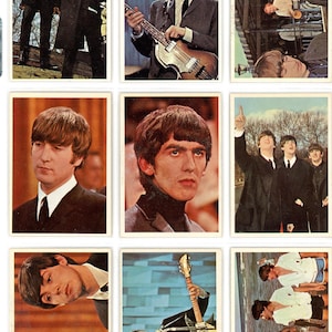 1964 Jeu complet de cartes à collectionner The Beatles (couleur) (64 cartes) Read* Topps & O-Pee-Chee Mix