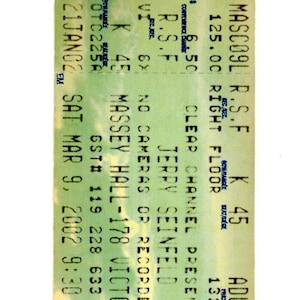 Jerry Seinfeld Vintage Konzertkarte Stub Massey Hall (Toronto, 2002)