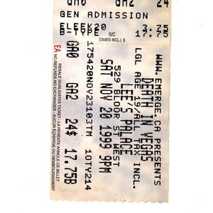 Original Death In Vegas Vintage Konzertkarte Stub Lee's Palace (Toronto, 1999)