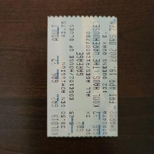 Garbage 2002, Toronto The Warehaus Original Konzertkarte Stub