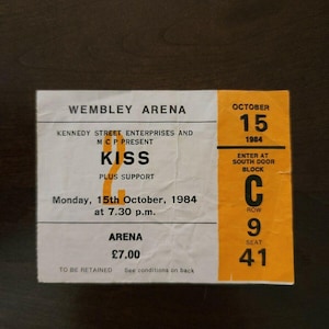 KISS 1984, London Wembley Arena Original Konzertkarte Stummel