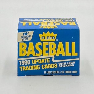 Cartes de baseball Fleer Update 1990 et logo autocollants boîte édition 10e anniversaire ensemble complet
