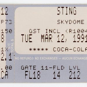 Sting Vintage Konzertkarte Skydome (Toronto, 1991)