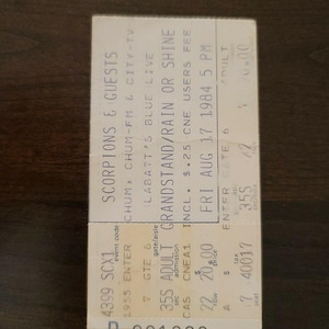 Scorpions 1984, Toronto CNE Grandstand Original Konzertkarte Stub