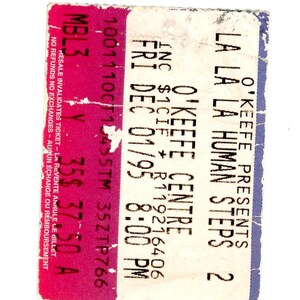 Original LA LA Human Steps Vintage Konzertkarte Stub O'Keefe Center (Toronto, 1995)