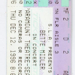 Bette Midler Vintage Konzertkarte Stub Paramt Theater (Seattle, 1996)