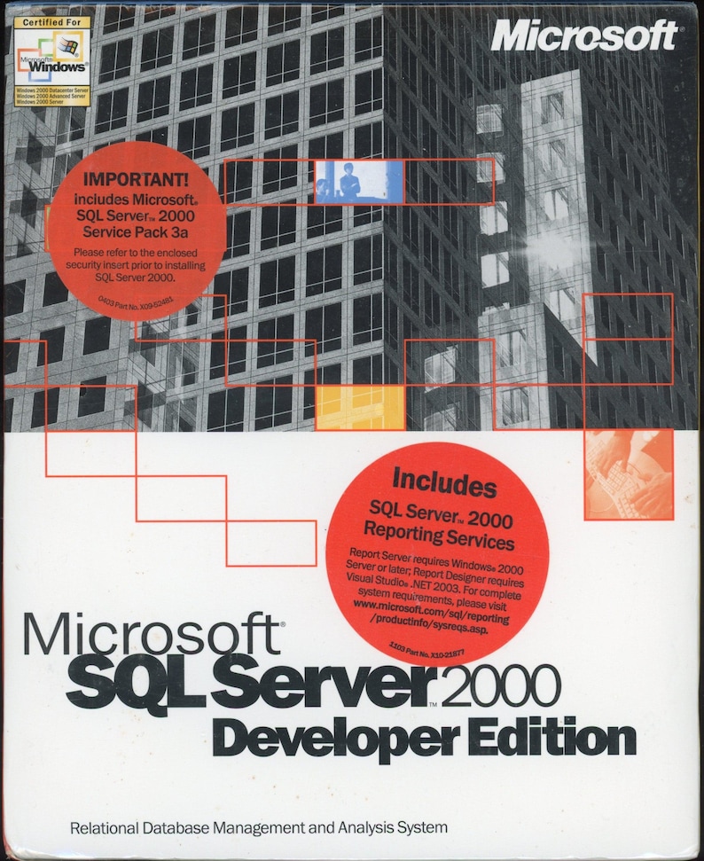 Microsoft SQL Server 2000 Developer Edition Sealed Complete in Box Vintage Computer Software image 1