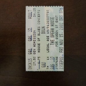 Down 2002, Toronto The Opera House Original Konzertkarte Stub