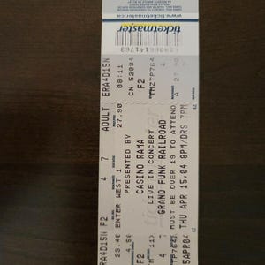 Grand Funk Railroad 2004, Orillia Kasino Rama Original Konzertkarte Stub