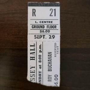 Roy Buchanan 1975, Toronto Massey Hall Original Konzertkarte Stub