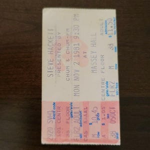 Steve Hackett 1981 Toronto Massey Hall Original Konzertkarte Stub