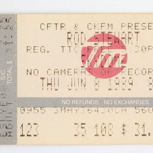 Rod Stewart Vintage Ticket Stub (Toronto, 1989) allererstes Skydome-Konzertevent