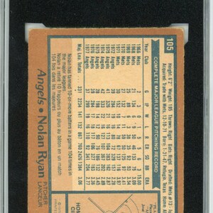 1978 OPC O-Pee-Chee Nolan Ryan Graded Baseball Card #105 KSA 3 image 2