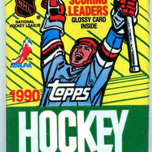 1990/91 Topps NHL Hockey Card Wax Pack (15 Cards) Incl. Special Glossy Scoring Leaders