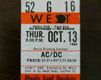 Ac Dc Ticket Stub - Etsy