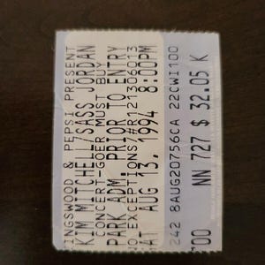Kim Mitchell Sass Jordan 1994, Toronto Kingswood Original Konzertkarte Stummel