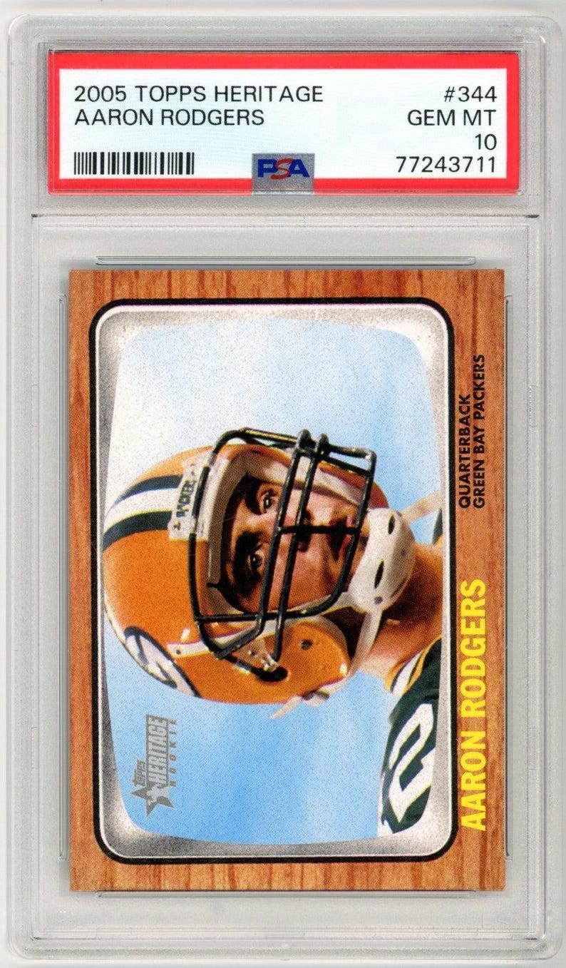 2005 Topps Heritage Aaron Rodgers #344 Graded Rookie Card PSA 10 image 1