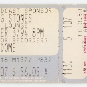 Rolling Stones Konzert-Eintrittskarte Skydome (Toronto, 1994)