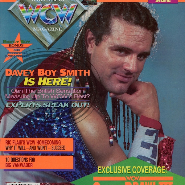 Original WCW Wrestling Magazine (June, 1993) Davey Boy, Line-Up Card