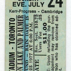 Emerson, Lake & Palmer Vintage Concert Ticket Exhibition Stadium (Toronto, 1977) image 1