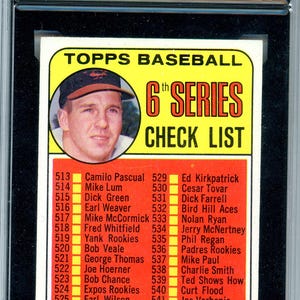 Lista de verificación sin marcar de Topps de 1969, n.° 504, tarjeta calificada KSA 6.5