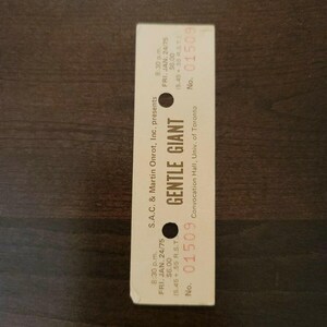 Gentle Giant 1975 Toronto Convokation Hall Original Konzertkarte Stummel