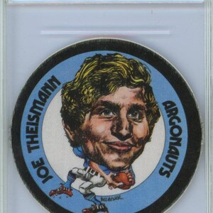 1971 Mac's Milk CFL Joe Theismann Graded Football Rookie Patch KSA 5