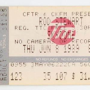 Rod Stewart Vintage Ticket (Toronto, 1989) allererstes Skydome-Konzert