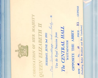 1953 Coronation Invitation Queen Elizabeth II Graded PSA 2