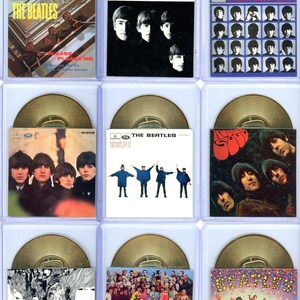 1996 Sports Time The Beatles Mini-Gold-Schallplatte gestempeltes Sammelkarten-Set (12 Karten)