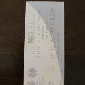 Alice Cooper 1999, Toronto Massey Hall Vintage Original Konzertkarte Stub