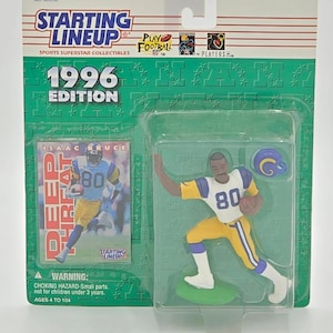 1996 Kenner NFL Start Lineup Isaac Brc Figur und Football Karte St Louis Rams
