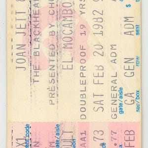 Joan Jett & the Blackhearts Vintage Konzertkarte El Mocambo (Toronto, 1982) Selten