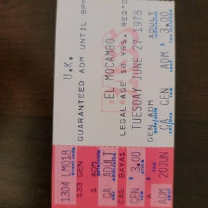 Großbritannien 1978, Toronto El Mocambo Original Vintage Konzertkarte Stub