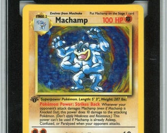 1999 Pokemon Machamp Holographic 1st Edition #8 Graded Card KSA 4.5