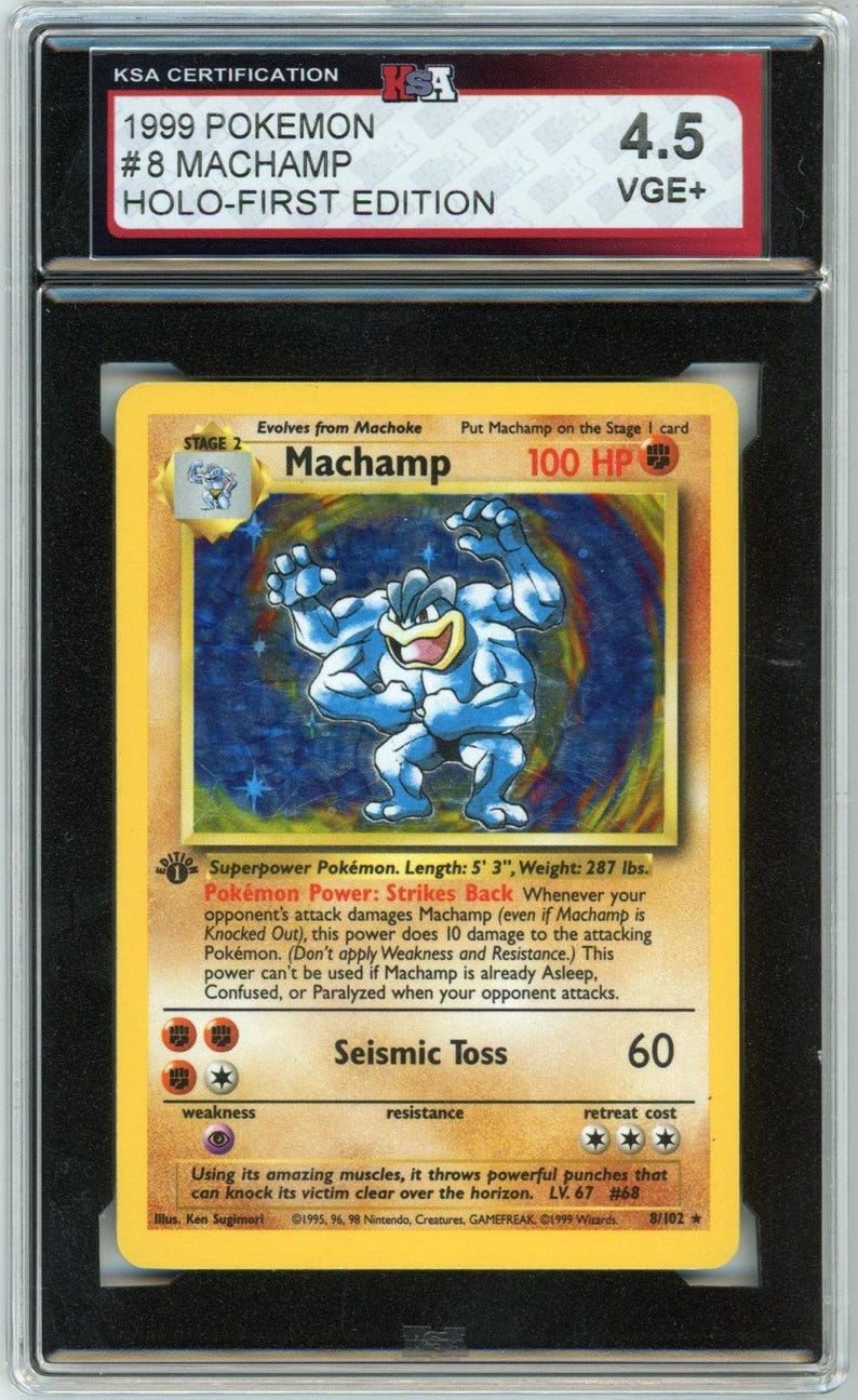 1999 Pokemon Machamp Holographic 1st Edition #8 Graded Card KSA 4.5 image 1