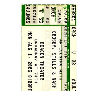 Original Crosby Stills Nash Young Vintage Konzertkarte Stub Beacon Theater (New York, 2005)