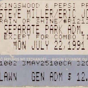 Steve Miller / Eric Johnson Konzertkarte Kingswood Music Theater (Vaughan, 2000)