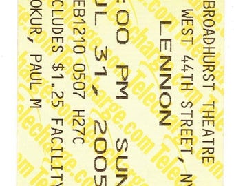 Lennon Musical Ticket Stub Broadhurst Theatre (NYC, 2005)