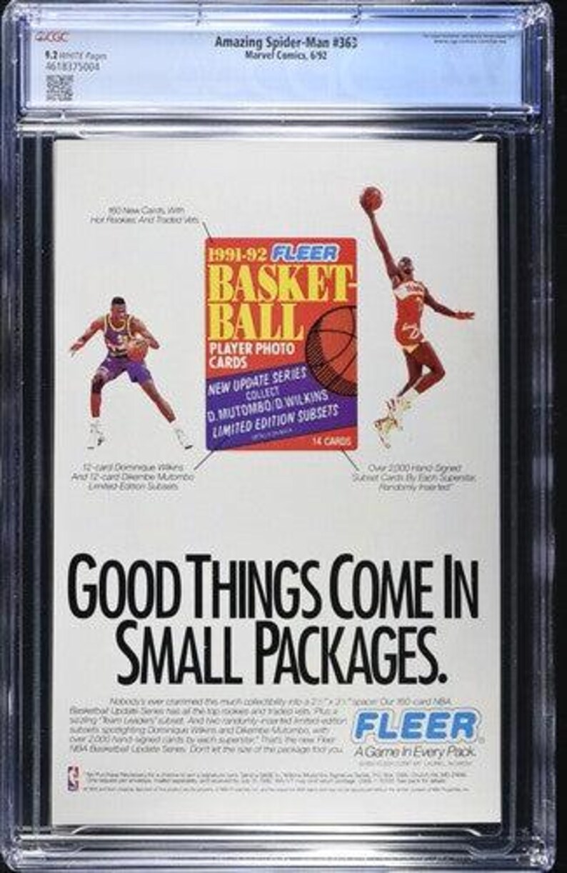 1992 the Amazing Spider-Man #363 Graded Comic Book Mark Bagley / Randy Emberlin Cover CGC 9.2 image 2